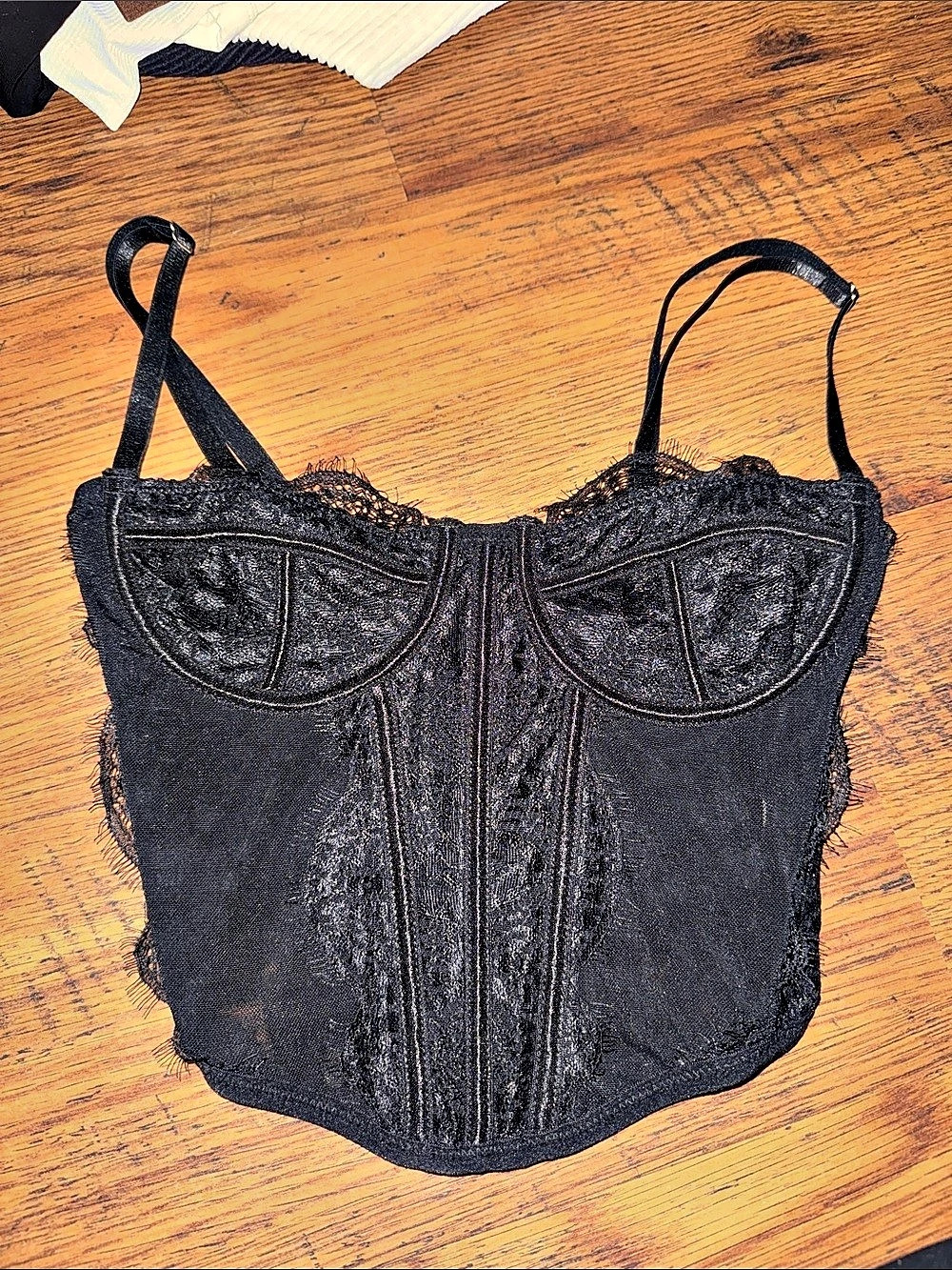 L.A. Hearts Black Lace Bustier Crop Top Black XS 22.1.M.1